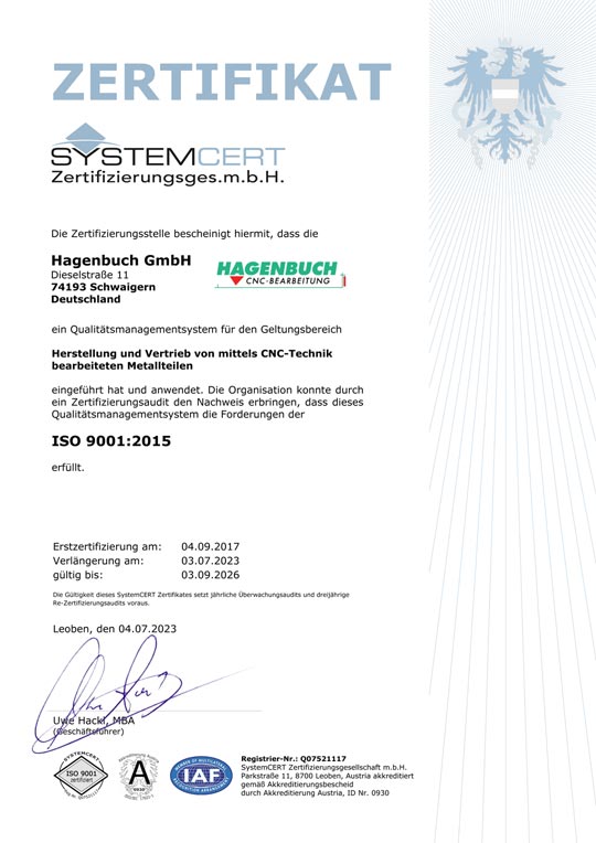 DIN EN ISO 9001:2015 Zertifikat